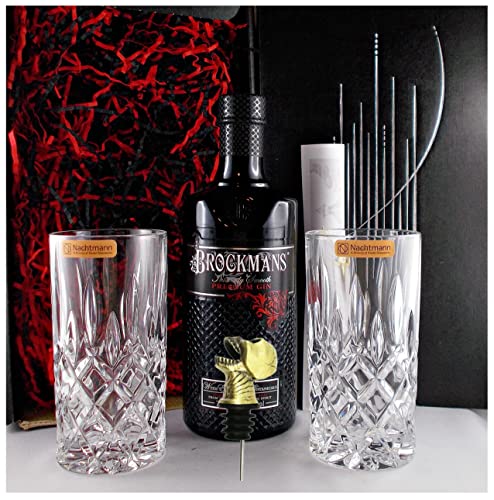 H-BO Geschenk Brockmans Intensely Smooth Premium Gin + 2 Gläser 1 Ausgießer Totenkopf von H-BO