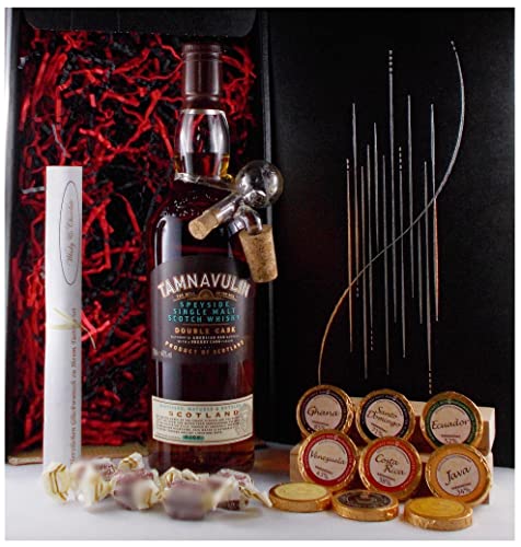 H-BO Geschenk Tamnavulin double cask Single Malt Whisky + Glaskugelportionierer + Edelschokolade + Fudge von H-BO