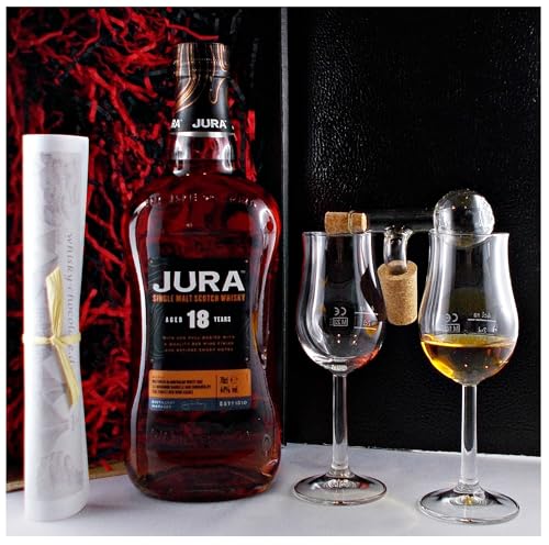 H-BO Jura 18 Jahre Single Malt Whisky + Glaskugelportionierer 2 Bugatti Gläser von H-BO