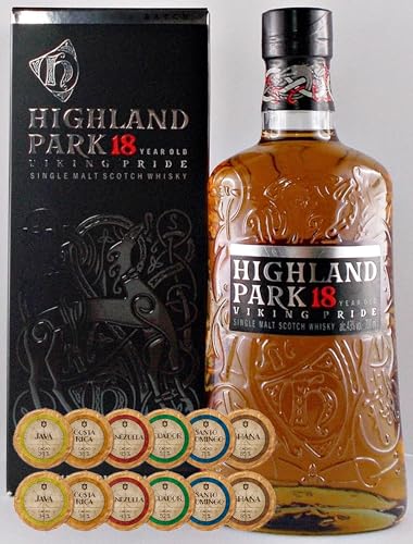Highland Park 18 Jahre Single Malt Whisky + 12 Edelschokoladen in 6 Sorten von H-BO
