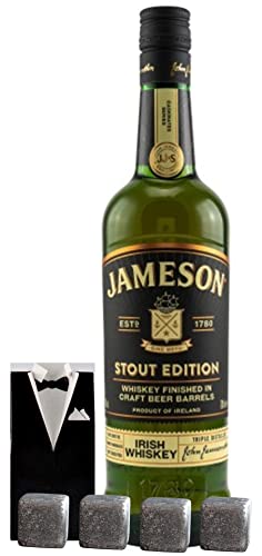 Jameson Caskmates stout Edition irischer Whiskey + 4 Original Whisky Kühlsteine im Smoking von H-BO
