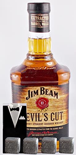 Jim Beam Devil`s Cut Kentucky Straight Bourbon Whiskey + 4 Whisky Kühlsteine im Smoking von H-BO