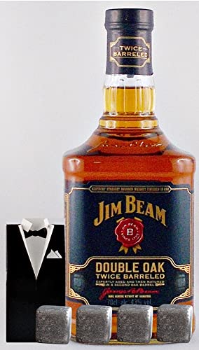 Jim Beam Double Oak Kentucky Straight Bourbon Whiskey + 4 Whisky Kühlsteine im Smoking von H-BO