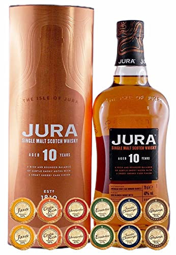 Jura 10 Jahre Single Malt Whisky + 12 Edelschokoladen in 6 Sorten von H-BO