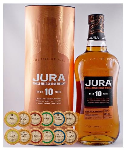 Jura 10 Jahre Single Malt Whisky + 12 Edelschokoladen in 6 Sorten Jura 10 Jahre Single Malt Whisky + 12 Edelschokoladen in 6 Sorten von H-BO