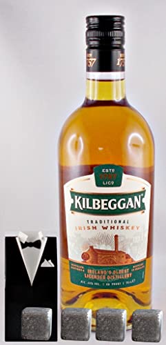 Kilbeggan Irischer Whiskey + 4 Original Whisky Kühlsteine im Smoking von H-BO