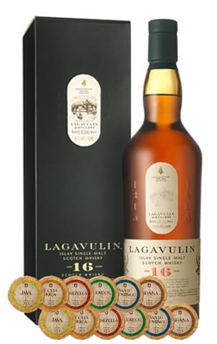 Lagavulin 16 Jahre Islay Single Malt Whisky mit 12 Edelschokoladen in 6 Sorten von H-BO