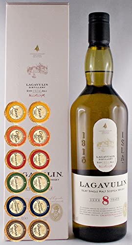 Lagavulin 8 Jahre Islay scotch Single Malt Whisky + 12 Edelschokoladen in 6 Sorten von H-BO