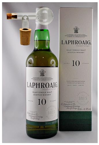 Laphroaig 10 Jahre Islay Single Malt Whisky + 1 Glaskugelportionierer zum feinen Dosieren von H-BO