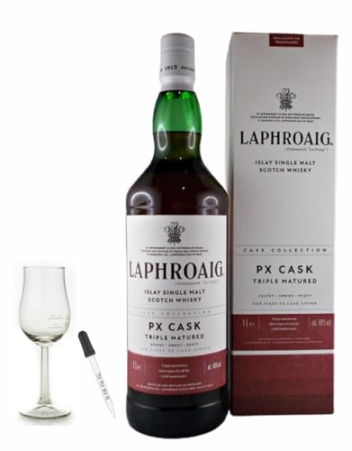 Laphroaig PX 1 Liter islay Single Malt Whisky +1 Bugatti Glas +1 Glaspipette von H-BO