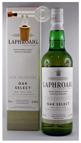 Laphroaig oak Select Islay Single Malt Whisky Neue Ausstattung + 1 Glaskugelportionierer zum feinen Dosieren von H-BO