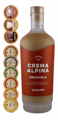 Marzadro Crema Alpina Nocciola Haselnuss Likör + 9 Edelschokoladen in 9 Sorten Marzadro Crema Alpina Nocciola Haselnuss Likör + 9 Edelschokoladen in 9 Sorten von H-BO