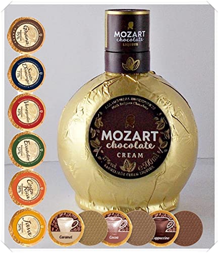 Mozart Chocolate Cream Likör + 9 Edelschokoladen DreiMeister Golddublonen von H-BO