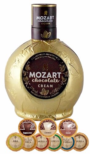 Mozart Chocolate Cream Likör + 9 Edelschokoladen DreiMeister Golddublonen von H-BO