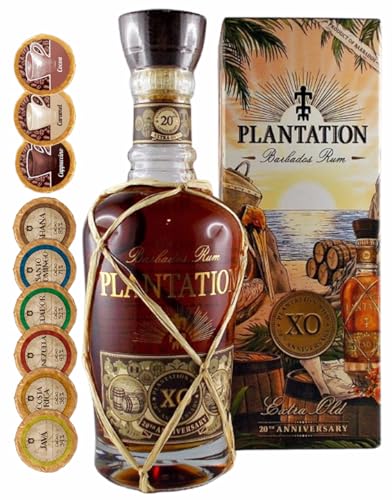 Plantation Extra Old 20th Anniversary Rum + 9 Edelschokoladen in 9 Sorten von H-BO