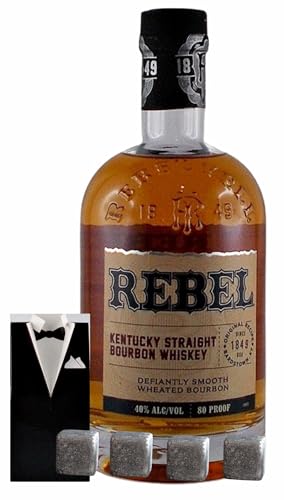 Rebel Yell Kentucky Straight Bourbon Whiskey + 4 Whisky Kühlsteine im Smoking von H-BO