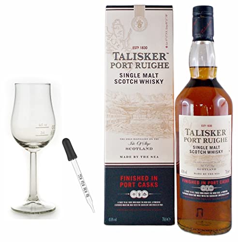 Talisker Port Ruighe Single Malt Whisky + 1 Bugatti Glas + 1 Glaspipette mit Skala von H-BO