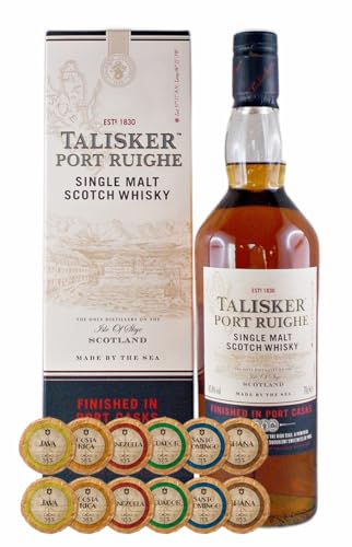 Talisker Port Ruighe Single Malt Whisky + 12 Edelschokoladen in 6 Sorten von H-BO