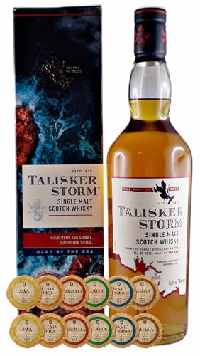 Talisker Storm Single Malt Whisky + 12 Edelschokoladen in 6 Sorten von H-BO