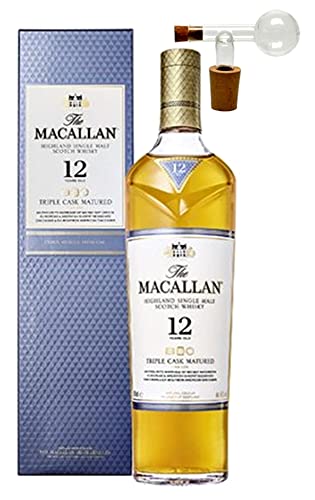 The Macallan Triple Cask 12 Jahre Single Malt Whisky + 1 Glaskugelportionierer von H-BO