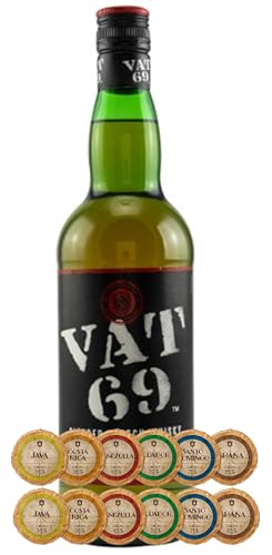 VAT 69 Scotch Whisky + 12 Edelschokoladen in 6 Kakaovariationen von H-BO