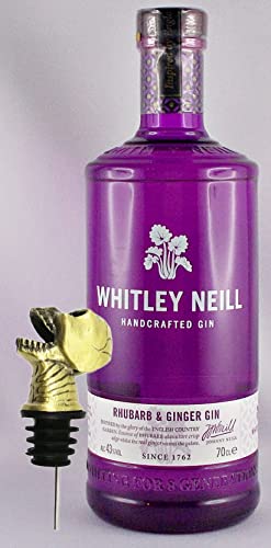 Whitley Neill Rhubarb & Ginger Gin Handcrafted + 1 Ausgießer Schädel Totenkopf von H-BO