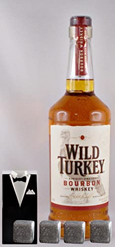 Wild Turkey 81 Proof Kentucky straight Bourbon Whiskey + 4 Whisky Kühlsteine im Smoking von H-BO