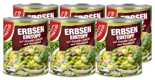 Gut & Günstig Erbseneintopf mit Kassler-Schulter und Rauchspeck 6x800g von H-O