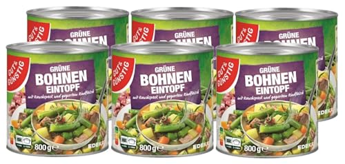 Gut & Günstig Grüne Bohneneintopf mit Rauchspeck und gegartem Rindfleisch 6x800g von H-O