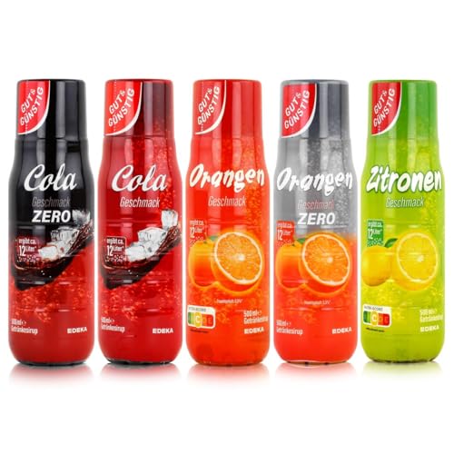 H-O Gut & Günstig Sirup Mix - Unsere Besten - 5 x 500ml - Orange, Orange Zero, Zitrone, Cola, Cola Zero von H-O