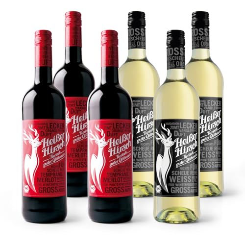 Heißer Hirsch 6er Mixpaket - Bio-Glühwein rot & weiß - Heißer Hirsch | veganer Glühwein | Glühwein aus Deutschland in Bio-Qualität | 6 x 0,75 Liter Heißer Hirsch 6er Mixpaket - Bio-Glühwein rot & weiß - Heißer Hirsch | veganer Glühwein | Glühwein aus Deutschland in Bio-Qualität | 6 x 0,75 Liter von Heisser Hirsch