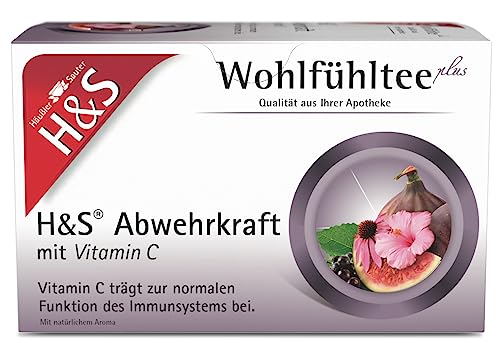 H&S Abwehrkraft mit Vitamin C Tee: Fruchtige und wohltuende Teemischung mit Vitamin C, 20 x 1,8 g von H & S