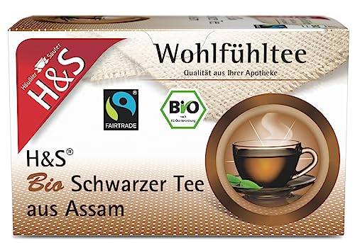 H&S Bio Schwarzer Tee aus Assam: 100% Bio Fair Trade Schwarztee, 20 x 1,8 g von H & S