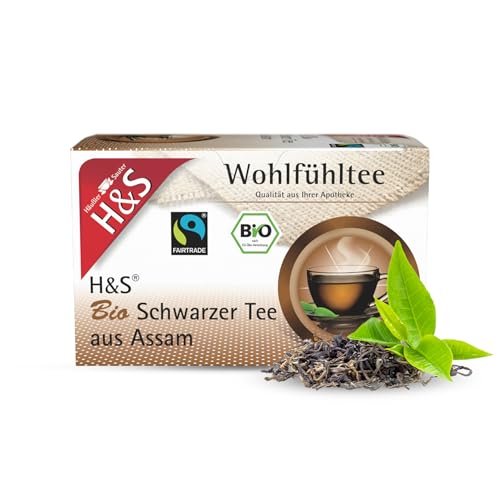 H&S Bio Schwarzer Tee aus Assam: 100% Bio Fair Trade Schwarztee, 20 x 1,8 g von H & S