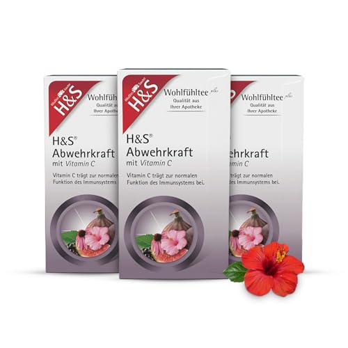 H&S Abwehrkraft mit Vitamin C Tee, 3 x 20 Beutel (à 1,8 g): Fruchtige und wohltuende Teemischung mit Vitamin C, 3er Pack von H & S