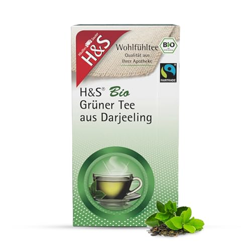 H&S Bio Grüner Tee aus Darjeeling: 100% Bio Fair Trade Grüner Tee aus Darjeeling, 20 x 2,0 g von H & S