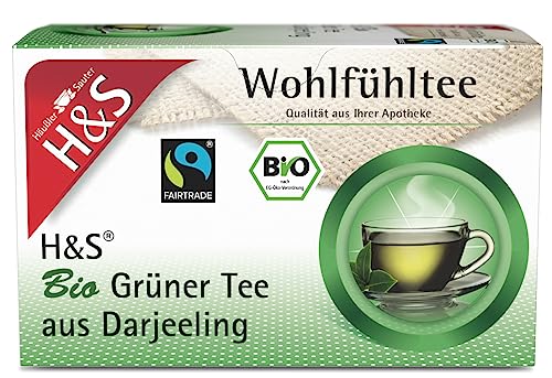 H&S Bio Grüner Tee aus Darjeeling: 100% Bio Fair Trade Grüner Tee aus Darjeeling, 20 x 2,0 g von H & S
