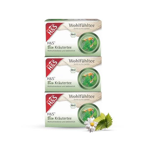 H&S Bio Kräutertee, 3 x 20 Beutel (à 1,5 g): Wohlschmeckende und bekömmliche Kräuter-Teemischung, 3er Pack von H & S