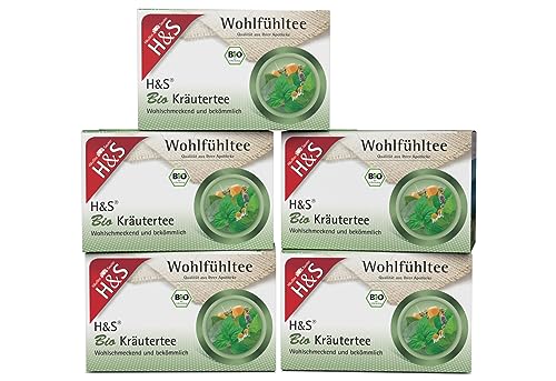 H&S Bio Kräutertee, 5 x 20 Beutel (à 1,5 g): Wohlschmeckende und bekömmliche Kräuter-Teemischung, 5er Pack von H & S