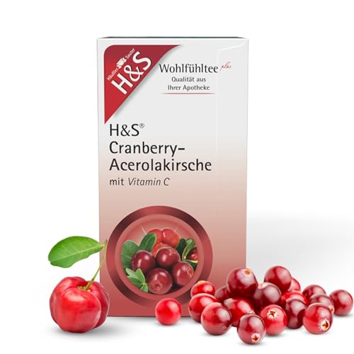 H&S Cranberry-Acerolakirsche mit Vitamin C Tee: Fruchtig-süße Teemischung, 20 x 2,8 g von H & S