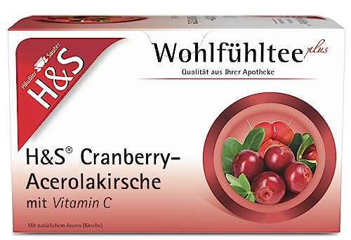 H&S Cranberry-Acerolakirsche mit Vitamin C Tee: Fruchtig-süße Teemischung, 20 x 2,8 g von H & S