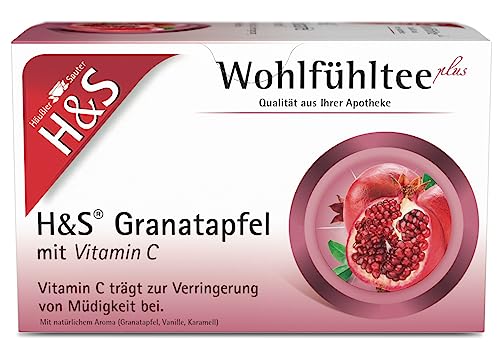 H&S Granatapfel mit Vitamin C Tee: Fruchtig-angenehmer Granatapfeltee, 20 x 2,7 g von H & S