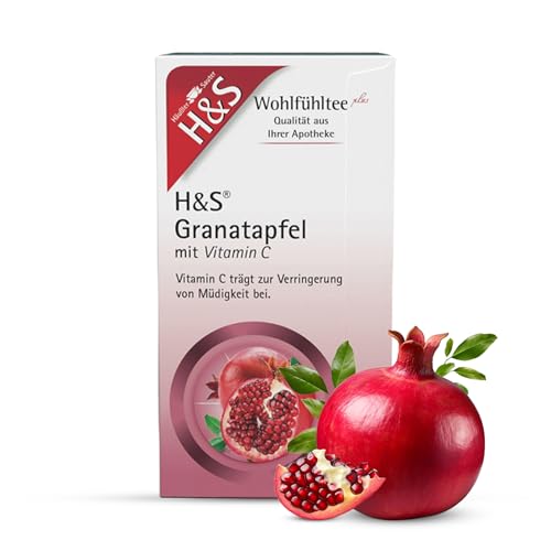 H&S Granatapfel mit Vitamin C Tee: Fruchtig-angenehmer Granatapfeltee, 20 x 2,7 g von H & S