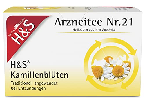 H&S Kamillenblüten: Arzneitee Nr. 21 als Kamillentee für Magen Darm Beschwerden, Inhalation und Gurgellösung, 20 x 2 g von H & S