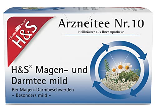 H&S Magen- und Darmtee mild: Arzneitee Nr. 10 mit Schafgarbenkraut, Anis, Fenchel, Kümmel, Kamille für Magen und Darm, 20 x 2 g von H & S