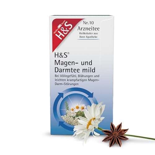 H&S Magen- und Darmtee mild: Arzneitee Nr. 10 mit Schafgarbenkraut, Anis, Fenchel, Kümmel, Kamille für Magen und Darm, 20 x 2 g von H & S