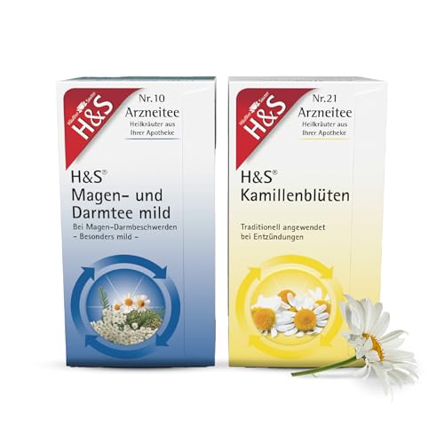 H&S Magen- und Darmtee mild und H&S Kamillenblüten: Tee-Bundle zur Anwendung bei Magen-Darm-Beschwerden, 2 x 20 Beutel von H & S