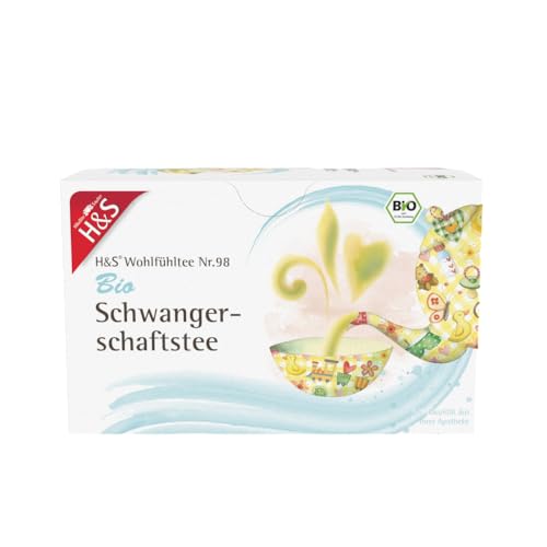 H&S Wohlfühltee Nr. 98 – Bio Schwangerschaftstee, 20 Beutel à 1,5 g: Beruhigender Kräuter- & Früchtetee für die Schwangerschaft mit Melisse, Kamille, Pfefferminze, Apfel, Hagebutte, Karotte, Sanddorn von H & S