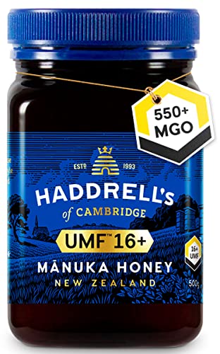 Haddrells Manuka Honig - 550+ MGO, 500gr - Premium Honig aus Neuseeland mit zertifiziertem Methylglyoxal Gehalt, laborgeprüft - Manukahonig von HADDRELLS OF CAMBRIDGE