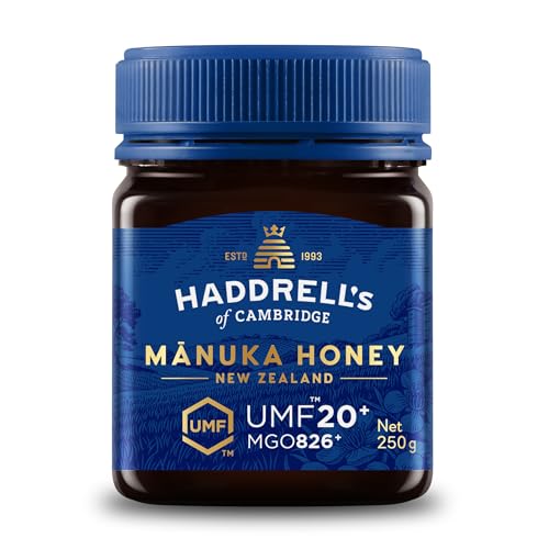 Haddrells Manuka Honig - 800+ MGO, 250g - Premium Honig aus Neuseeland mit zertifiziertem Methylglyoxal Gehalt, laborgeprüft - Manukahonig von HADDRELLS OF CAMBRIDGE